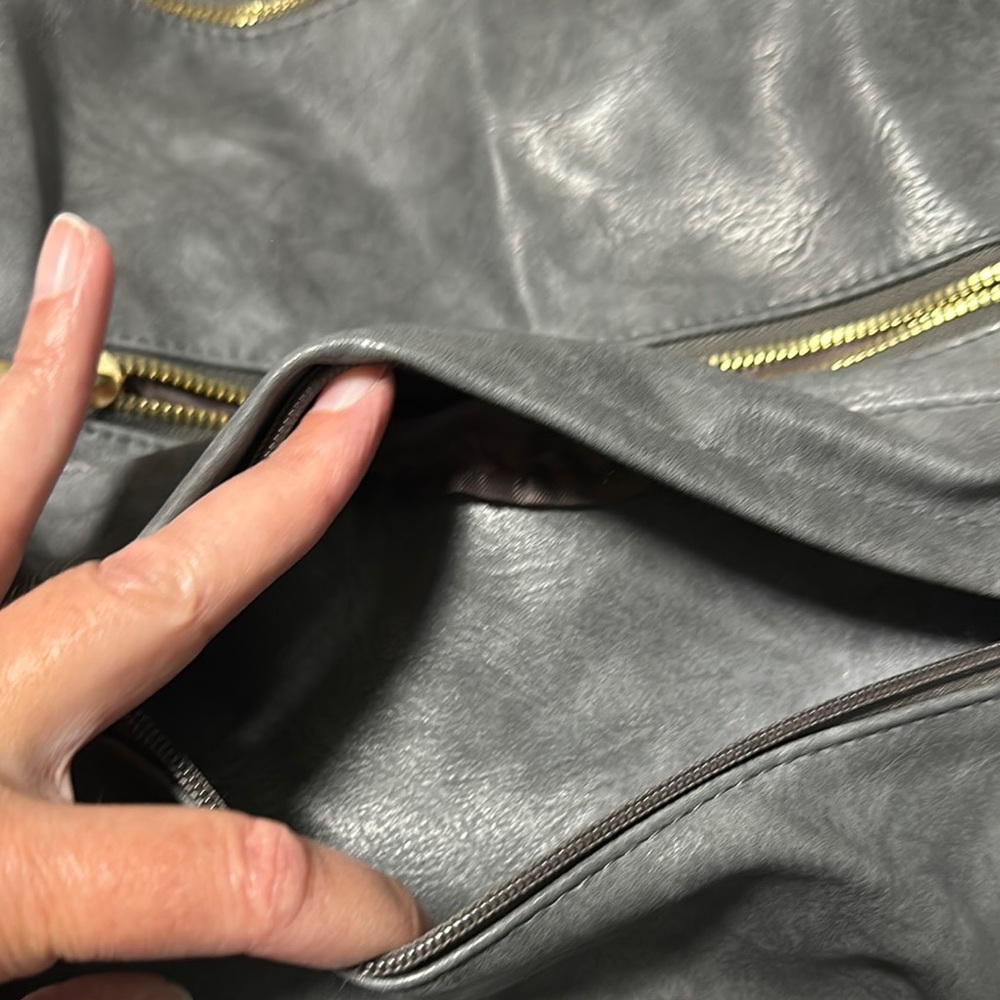 Gray Leather Backpack - image 5